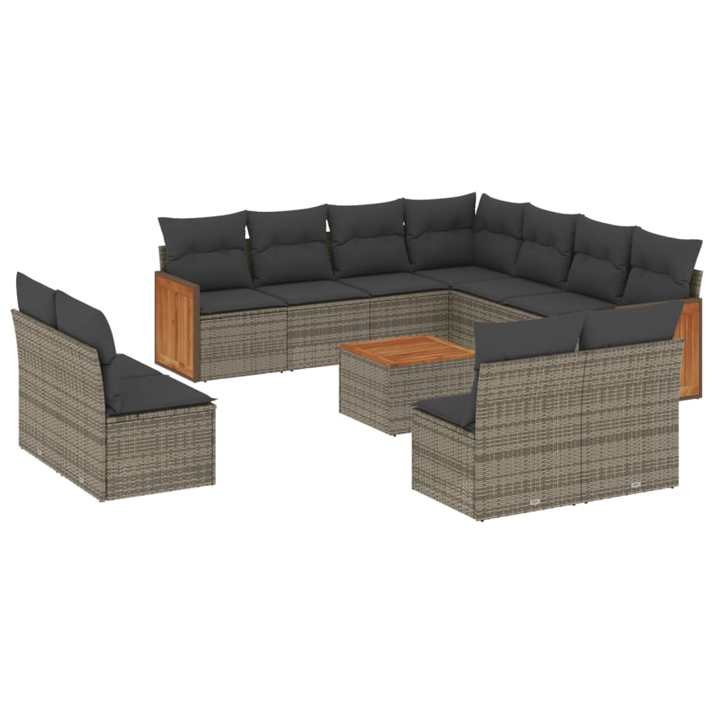 12-delige Loungeset met kussens poly rattan grijs is nu te koop bij PeponiXL, paradijselijk wonen!