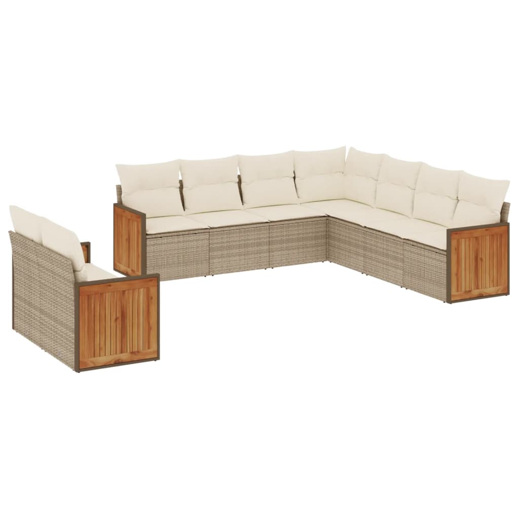 9-delige Loungeset met kussens poly rattan beige is nu te koop bij PeponiXL, paradijselijk wonen!