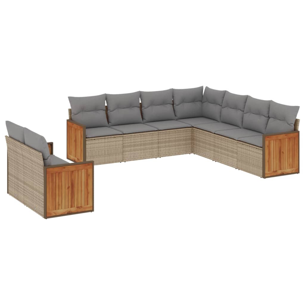 9-delige Loungeset met kussens poly rattan beige is nu te koop bij PeponiXL, paradijselijk wonen!