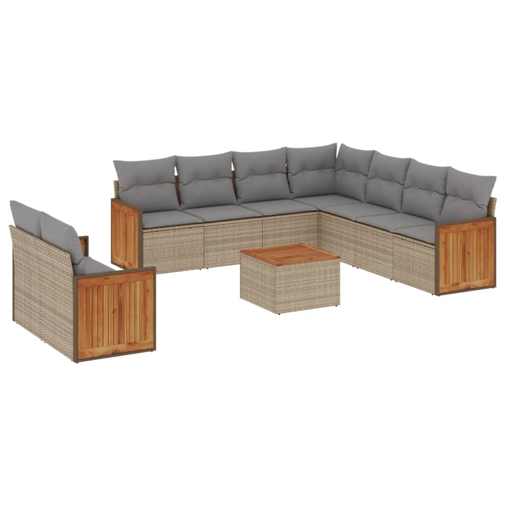 10-delige Loungeset met kussens poly rattan beige is nu te koop bij PeponiXL, paradijselijk wonen!