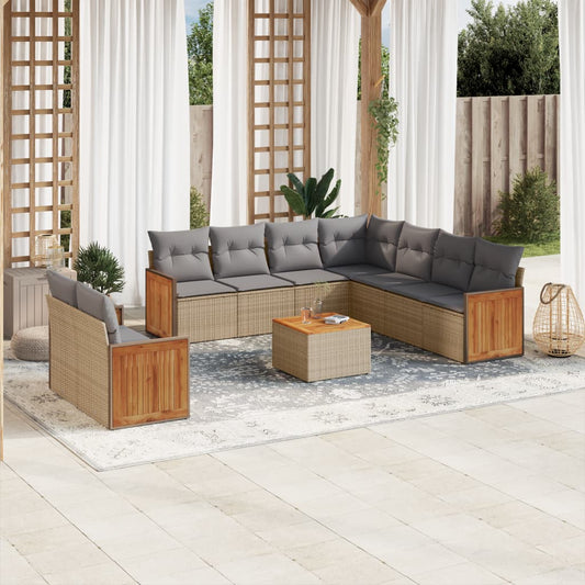 10-delige Loungeset met kussens poly rattan beige is nu te koop bij PeponiXL, paradijselijk wonen!
