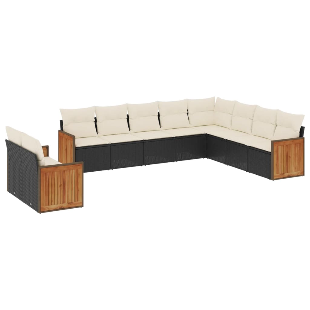 10-delige Loungeset met kussens poly rattan zwart is nu te koop bij PeponiXL, paradijselijk wonen!