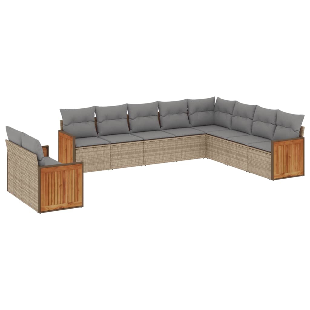 10-delige Loungeset met kussens poly rattan beige is nu te koop bij PeponiXL, paradijselijk wonen!