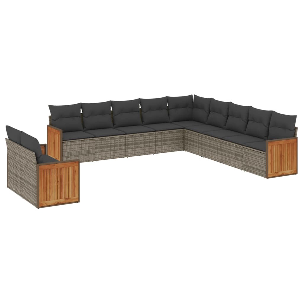 11-delige Loungeset met kussens poly rattan grijs is nu te koop bij PeponiXL, paradijselijk wonen!