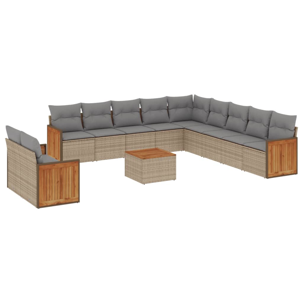 12-delige Loungeset met kussens poly rattan beige is nu te koop bij PeponiXL, paradijselijk wonen!