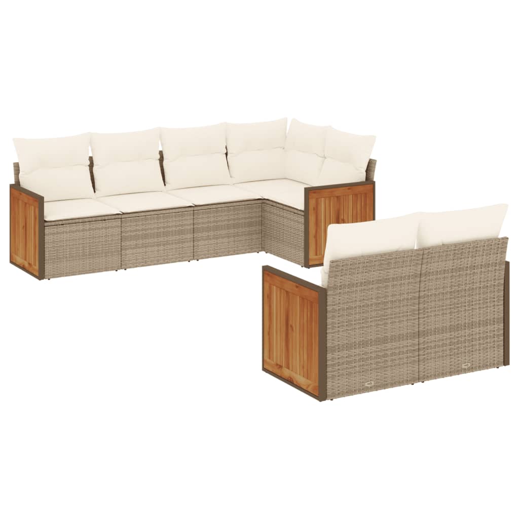 7-delige Loungeset met kussens poly rattan beige is nu te koop bij PeponiXL, paradijselijk wonen!