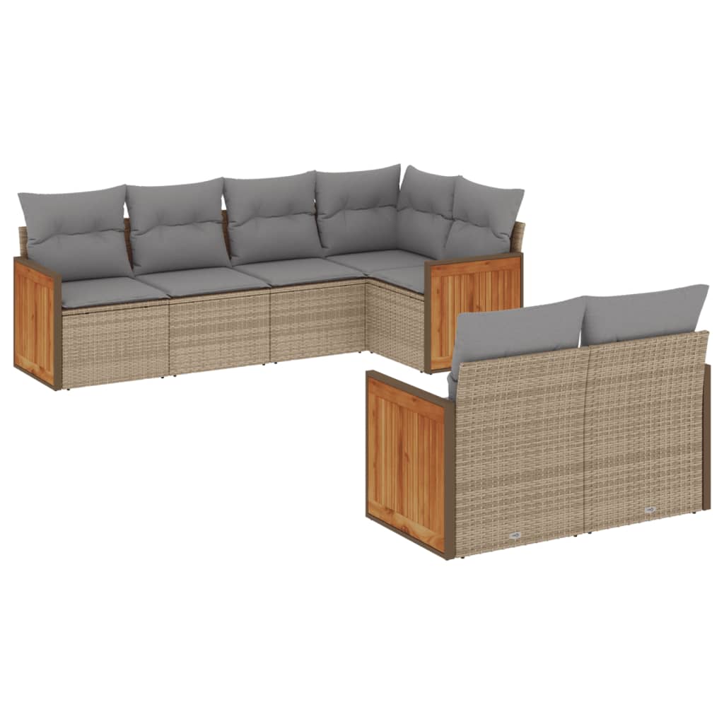 7-delige Loungeset met kussens poly rattan beige is nu te koop bij PeponiXL, paradijselijk wonen!
