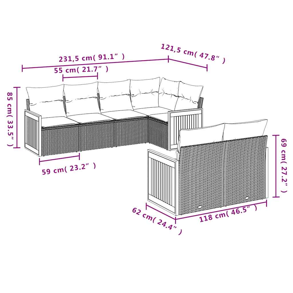 7-delige tuinbankset met kussens, grijs polyrotan is nu te koop bij PeponiXL, paradijselijk wonen!