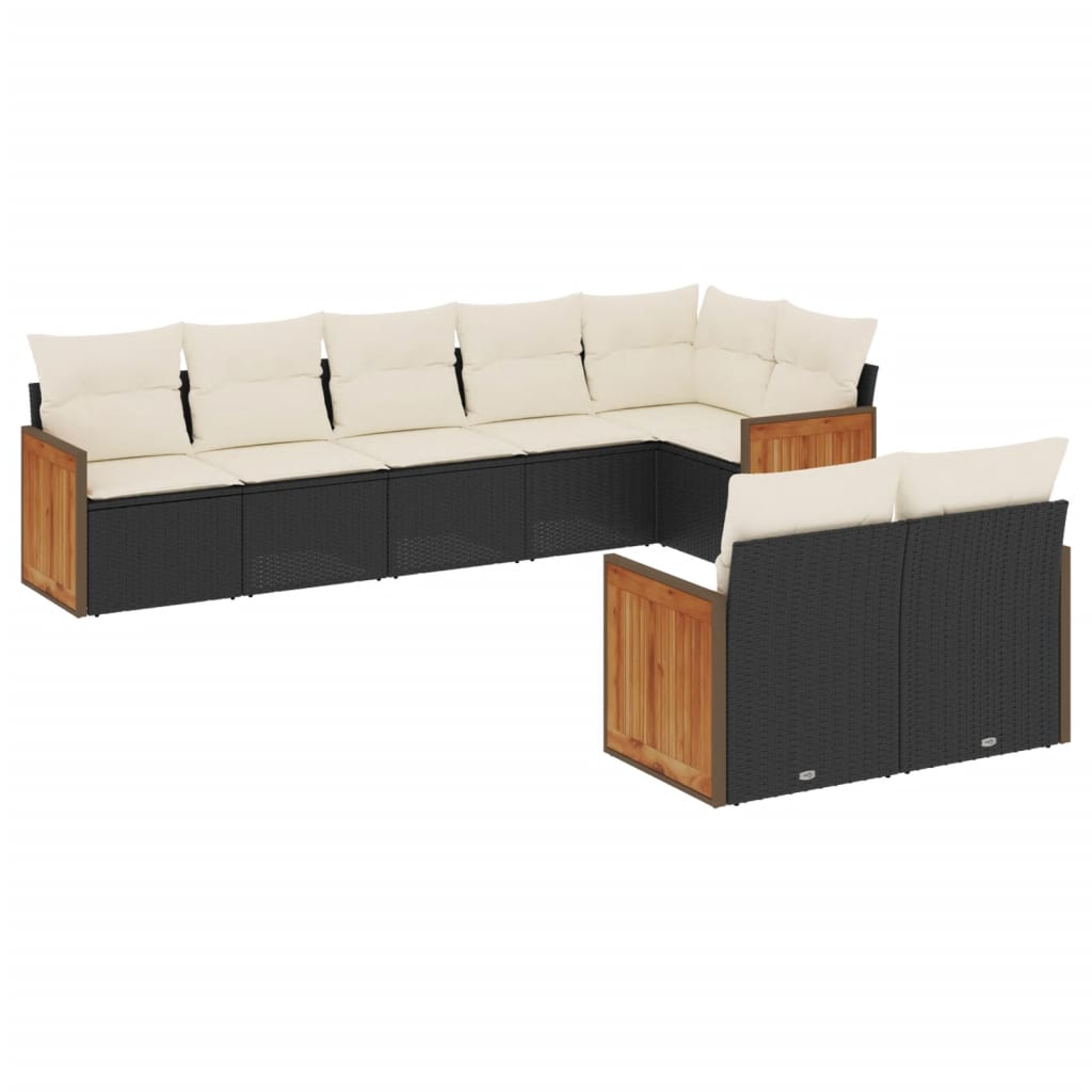 8-delige Loungeset met kussens poly rattan zwart is nu te koop bij PeponiXL, paradijselijk wonen!