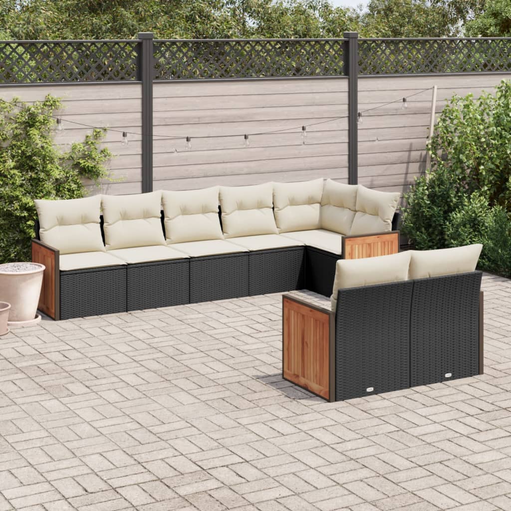 8-delige Loungeset met kussens poly rattan zwart is nu te koop bij PeponiXL, paradijselijk wonen!