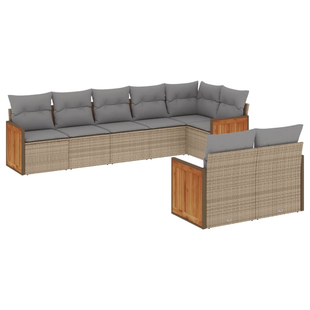 8-delige Loungeset met kussens poly rattan beige is nu te koop bij PeponiXL, paradijselijk wonen!