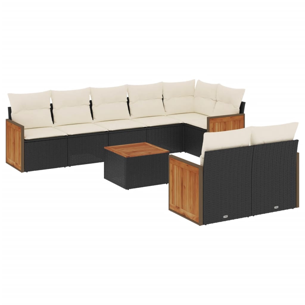 9-delige Loungeset met kussens poly rattan zwart is nu te koop bij PeponiXL, paradijselijk wonen!