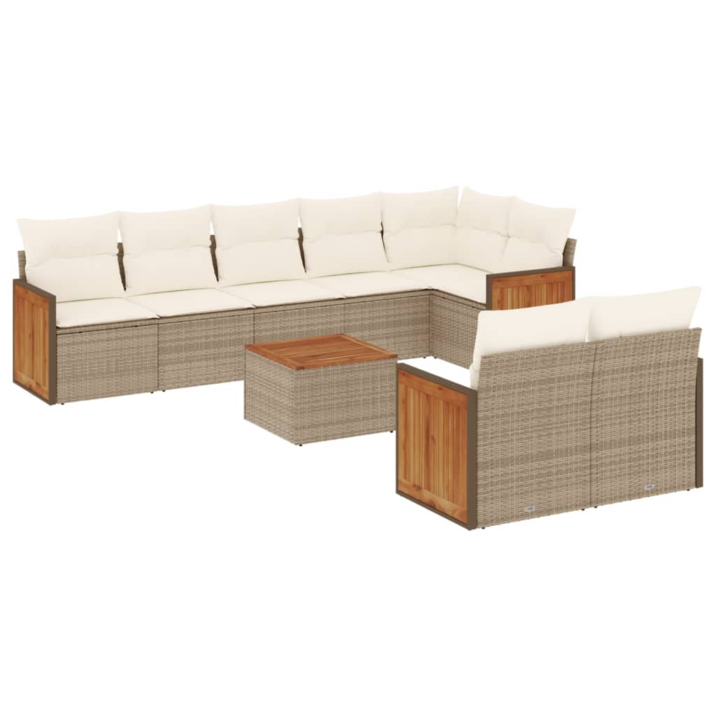 9-delige Loungeset met kussens poly rattan beige is nu te koop bij PeponiXL, paradijselijk wonen!