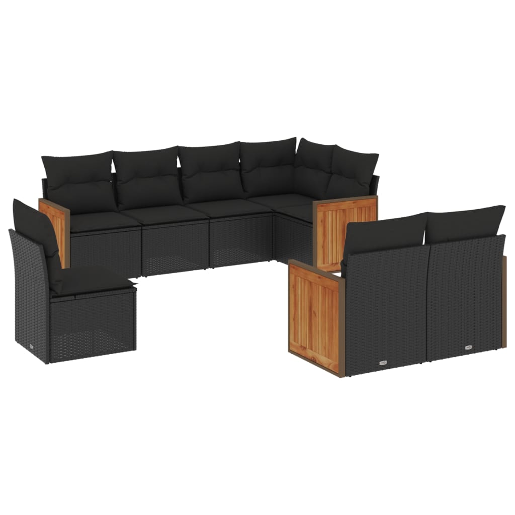 8-delige Loungeset met kussens poly rattan zwart is nu te koop bij PeponiXL, paradijselijk wonen!