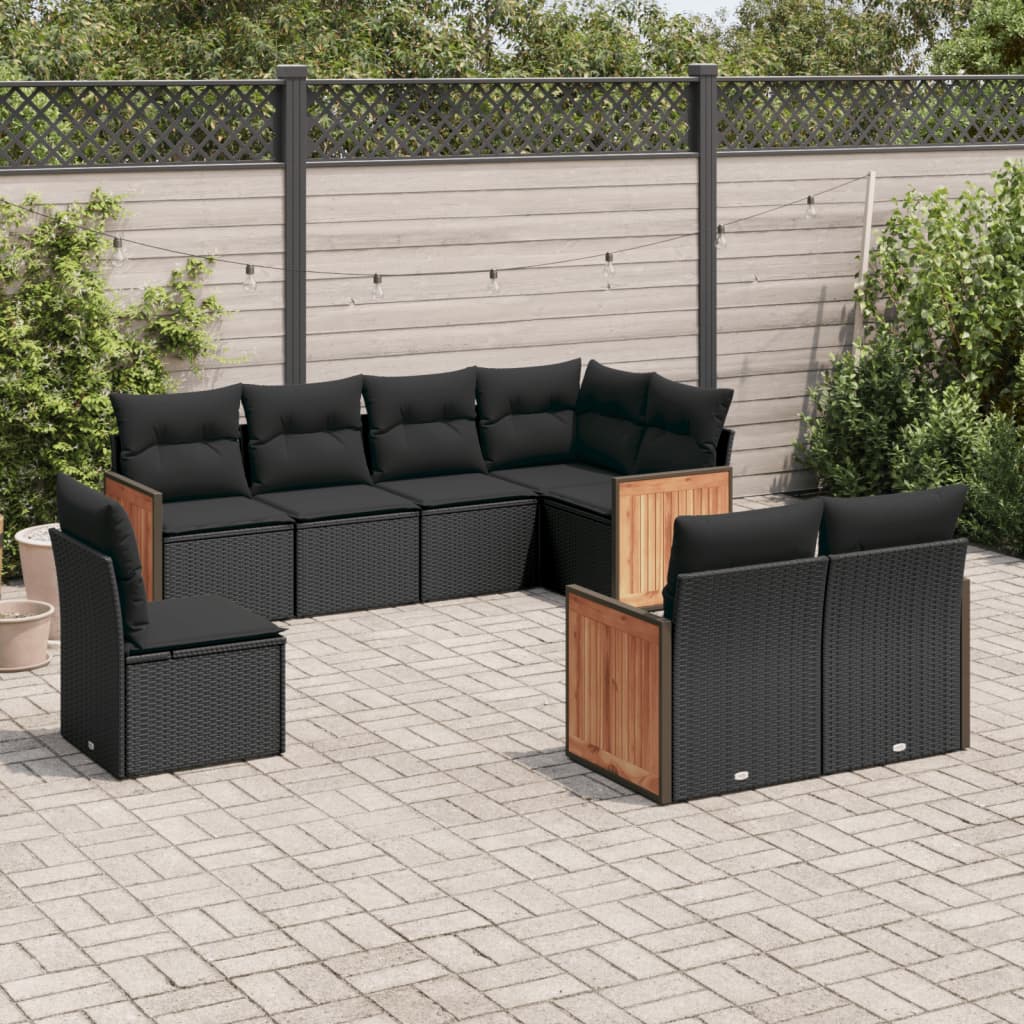 8-delige Loungeset met kussens poly rattan zwart is nu te koop bij PeponiXL, paradijselijk wonen!