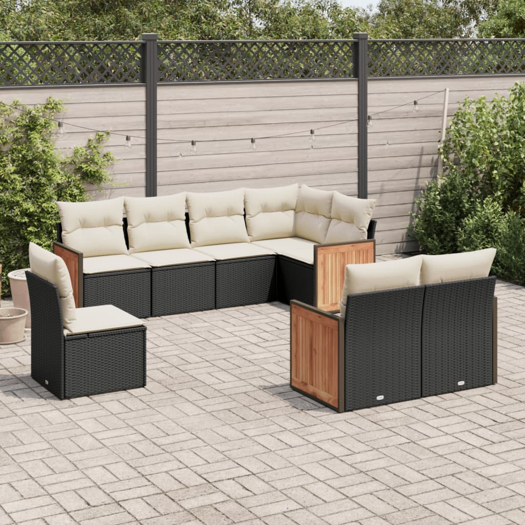 8-delige Loungeset met kussens poly rattan zwart is nu te koop bij PeponiXL, paradijselijk wonen!