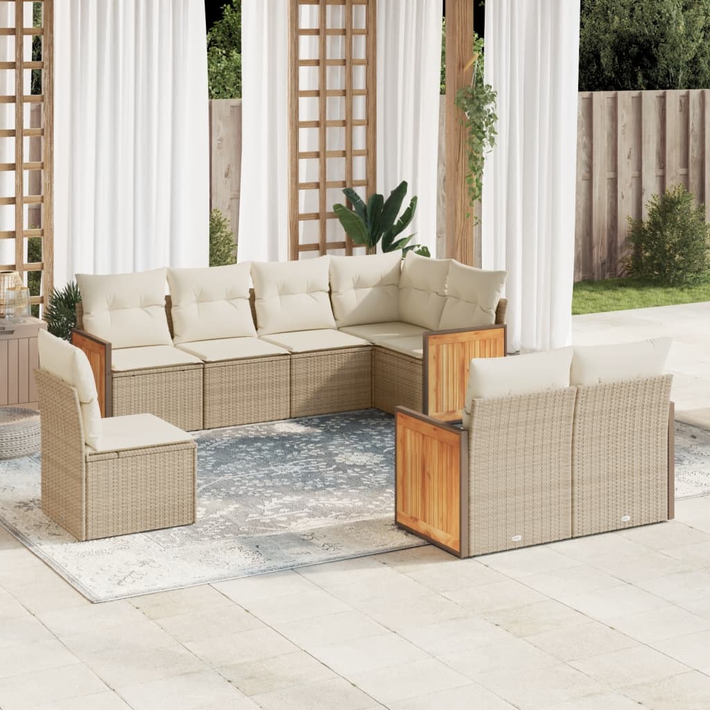 8-delige Loungeset met kussens poly rattan beige is nu te koop bij PeponiXL, paradijselijk wonen!