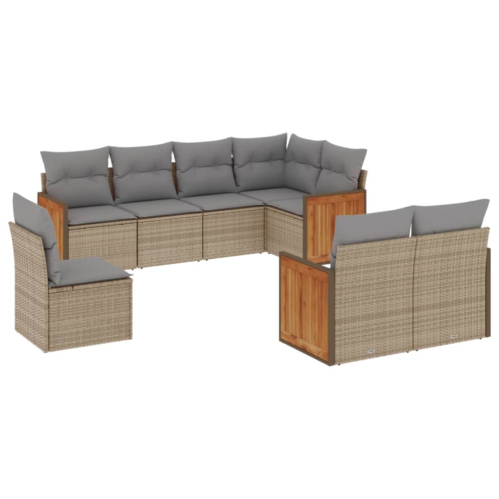 8-delige Loungeset met kussens poly rattan beige is nu te koop bij PeponiXL, paradijselijk wonen!