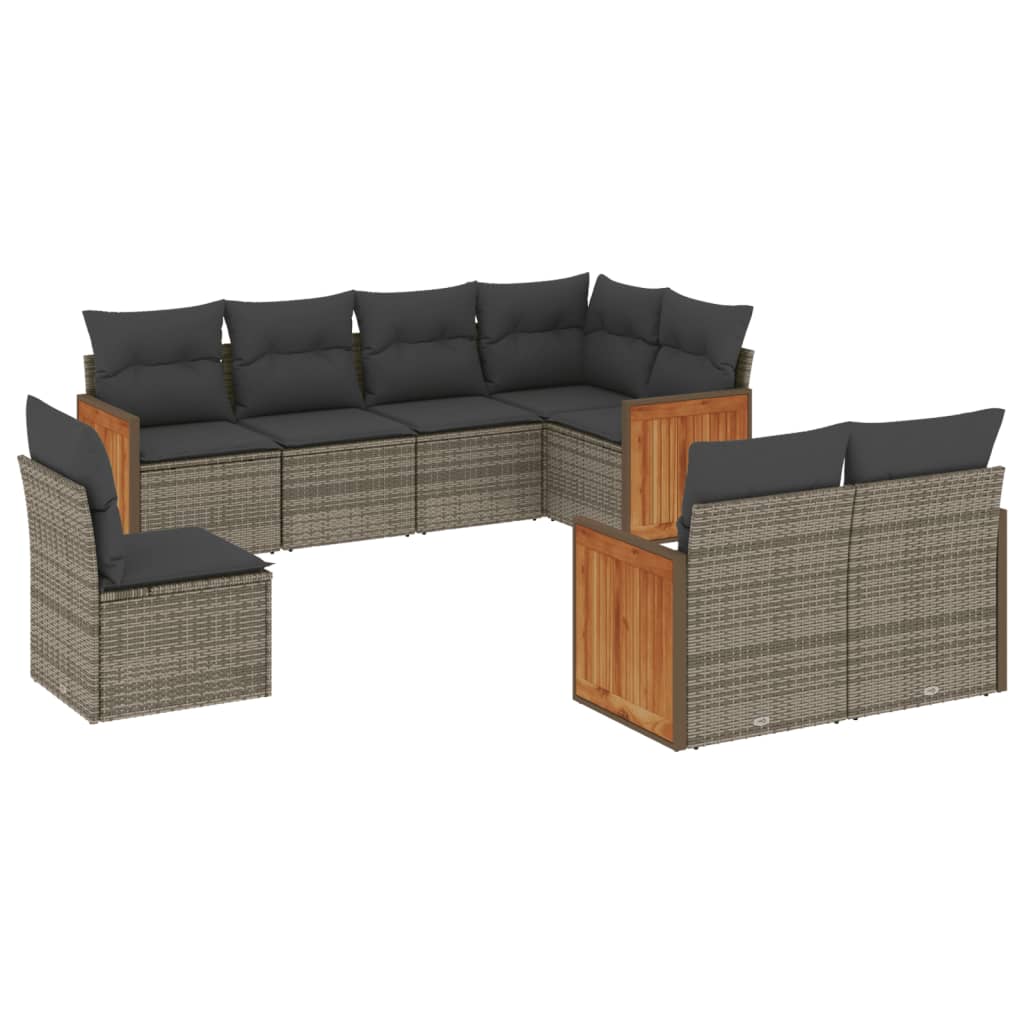 8-delige Loungeset met kussens poly rattan grijs is nu te koop bij PeponiXL, paradijselijk wonen!