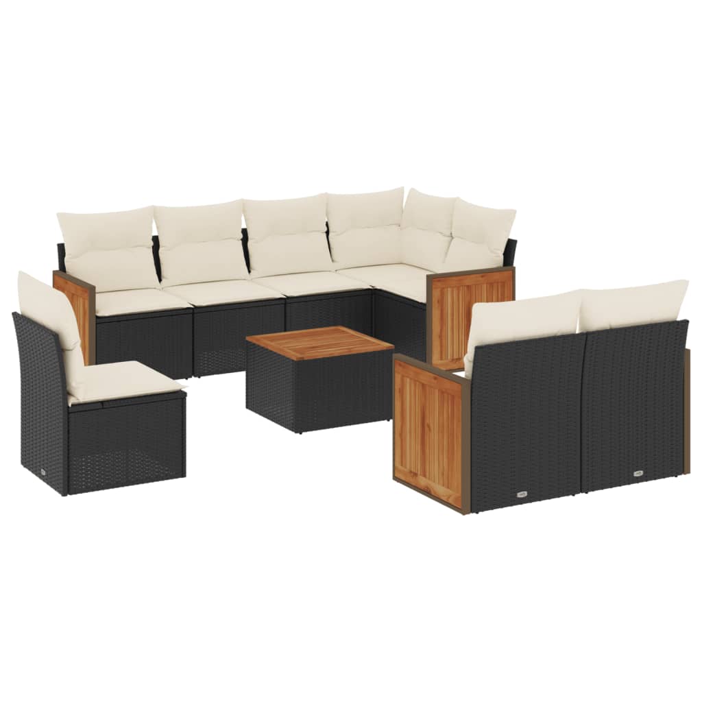 9-delige Loungeset met kussens poly rattan zwart is nu te koop bij PeponiXL, paradijselijk wonen!