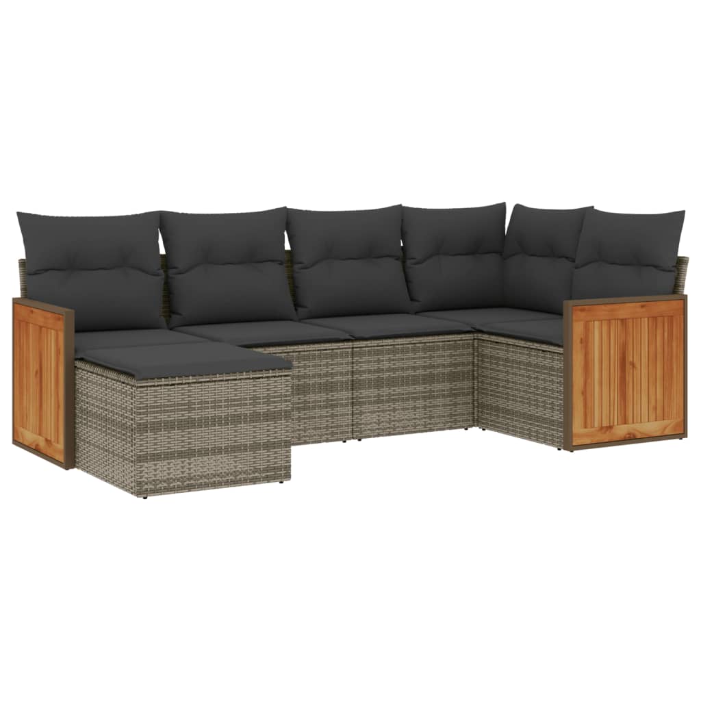6-delige Loungeset met kussens poly rattan grijs is nu te koop bij PeponiXL, paradijselijk wonen!