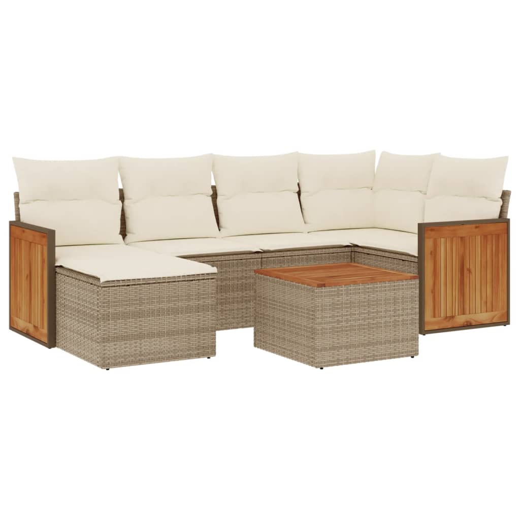 7-delige Loungeset met kussens poly rattan beige is nu te koop bij PeponiXL, paradijselijk wonen!