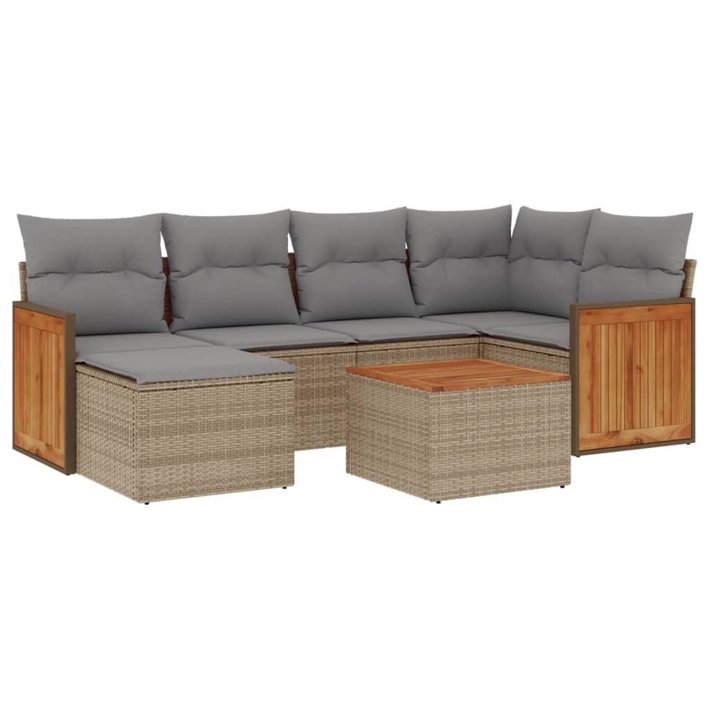 7-delige Loungeset met kussens poly rattan beige is nu te koop bij PeponiXL, paradijselijk wonen!