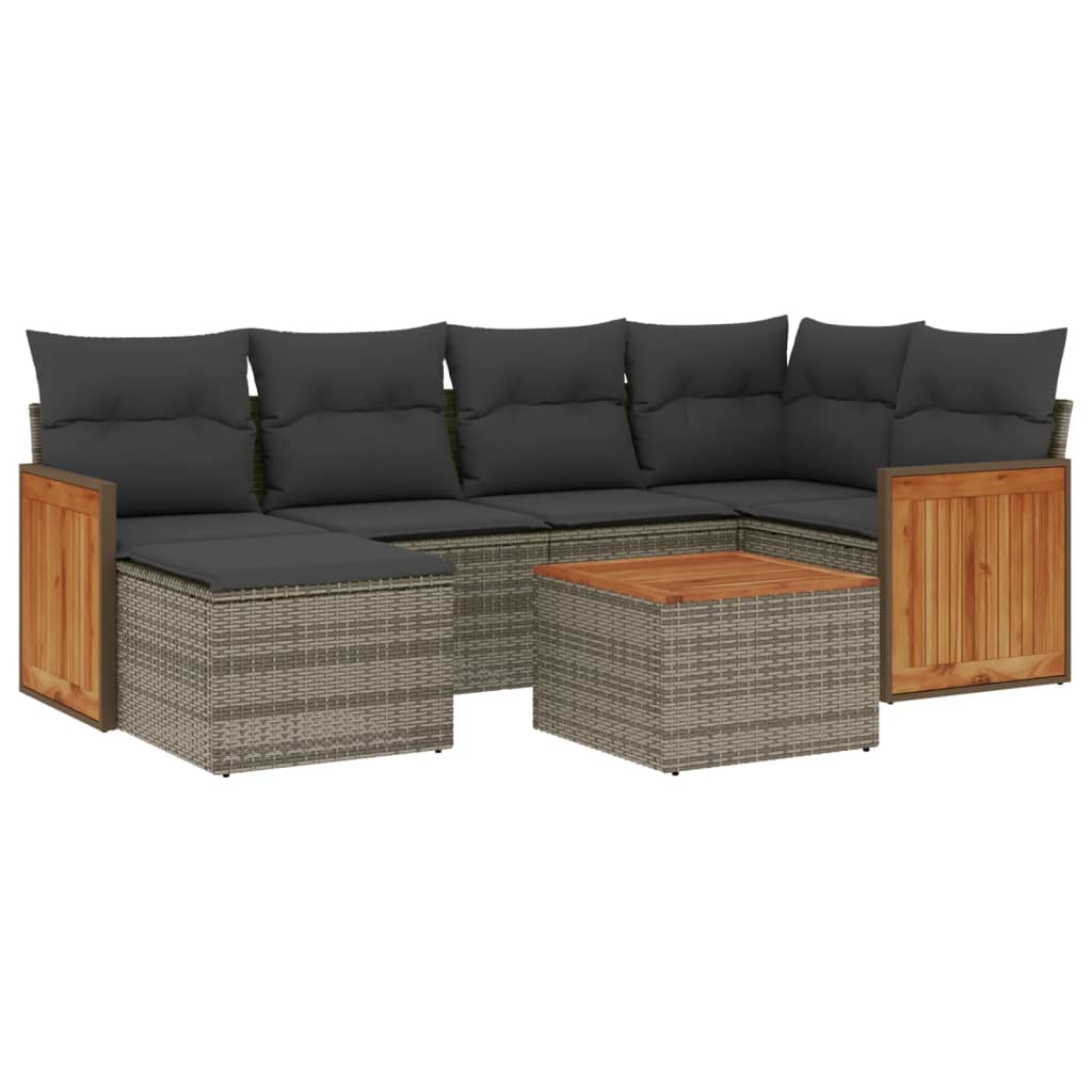 7-delige Loungeset met kussens poly rattan grijs is nu te koop bij PeponiXL, paradijselijk wonen!