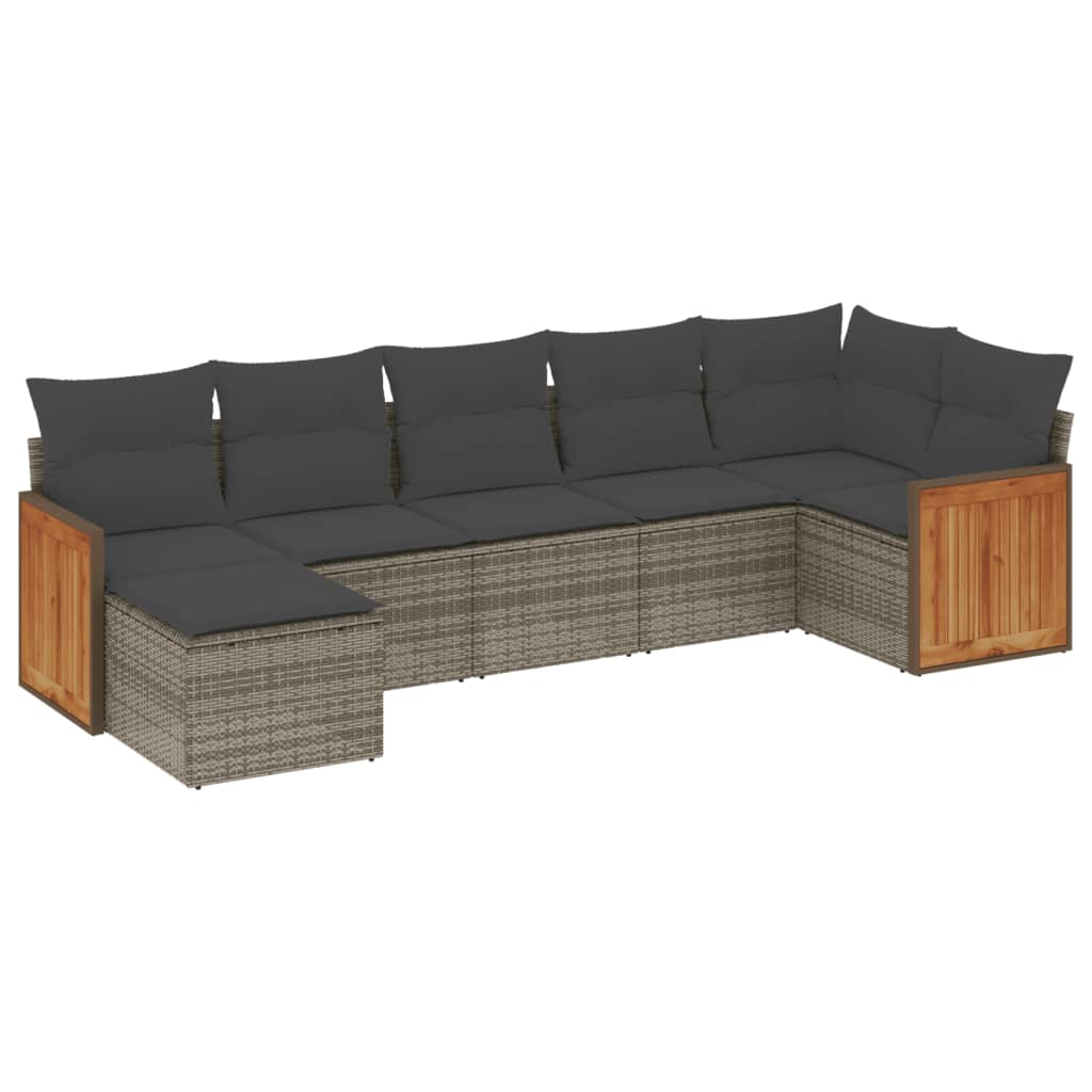 7-delige Loungeset met kussens poly rattan grijs is nu te koop bij PeponiXL, paradijselijk wonen!