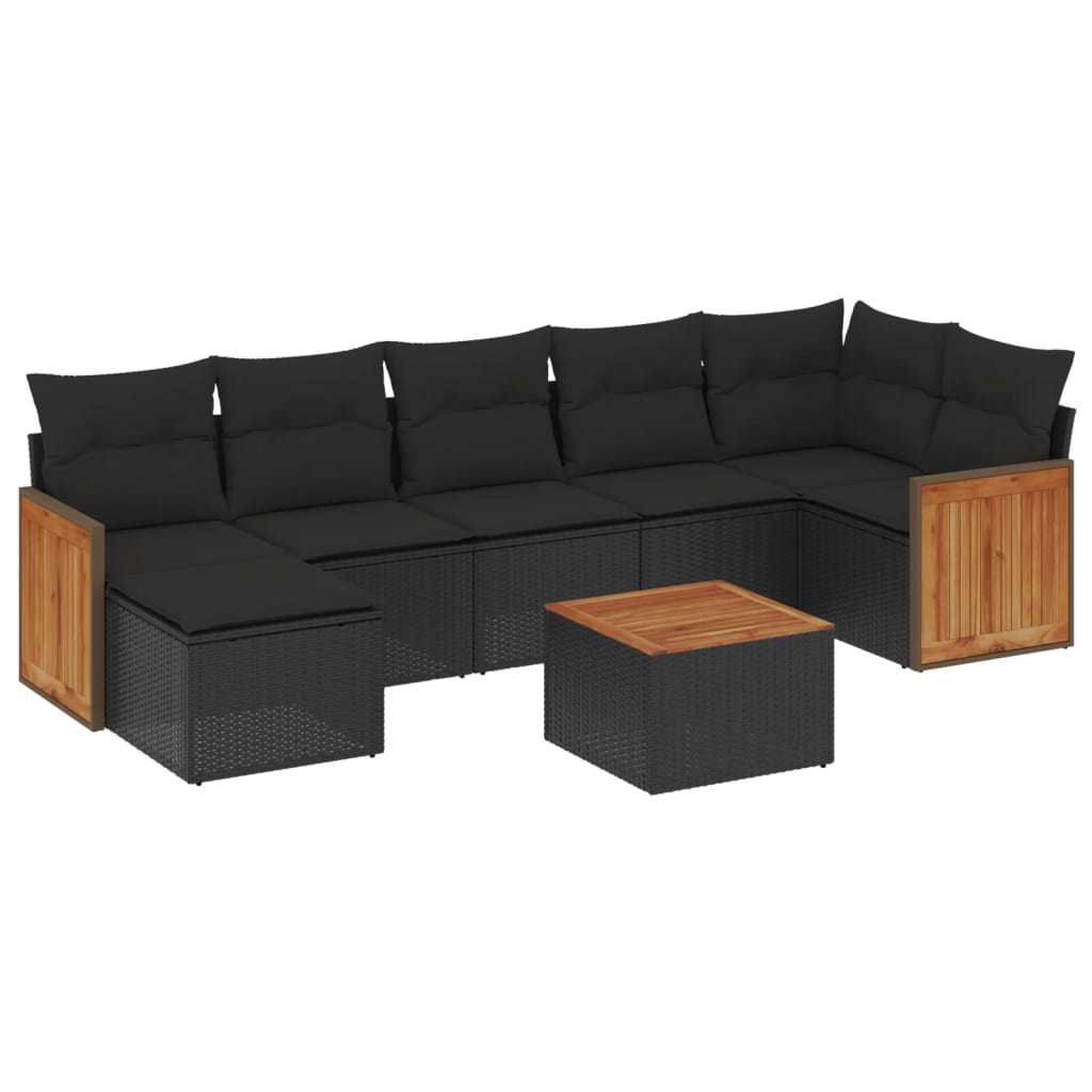 8-delige Loungeset met kussens poly rattan zwart is nu te koop bij PeponiXL, paradijselijk wonen!