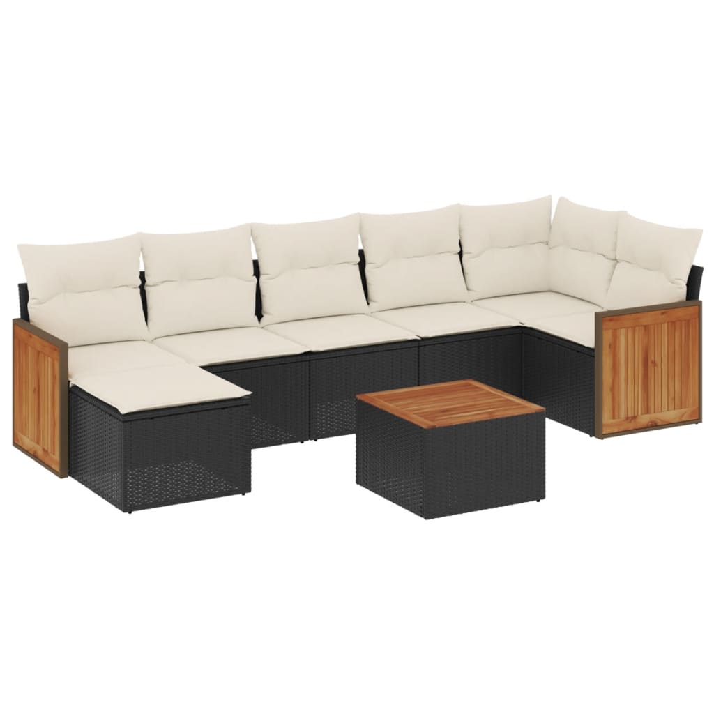 8-delige Loungeset met kussens poly rattan zwart is nu te koop bij PeponiXL, paradijselijk wonen!