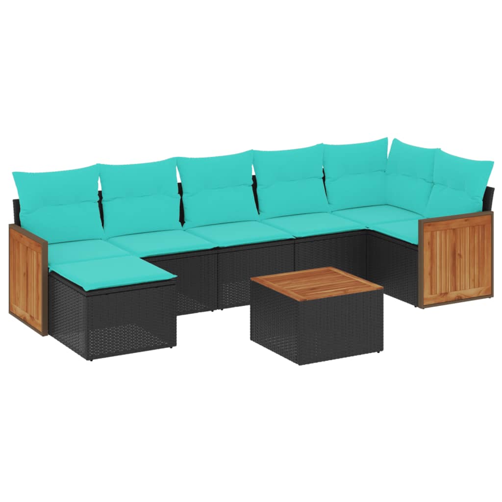 8-delige tuinbankset met kussens, zwart polyrotan is nu te koop bij PeponiXL, paradijselijk wonen!