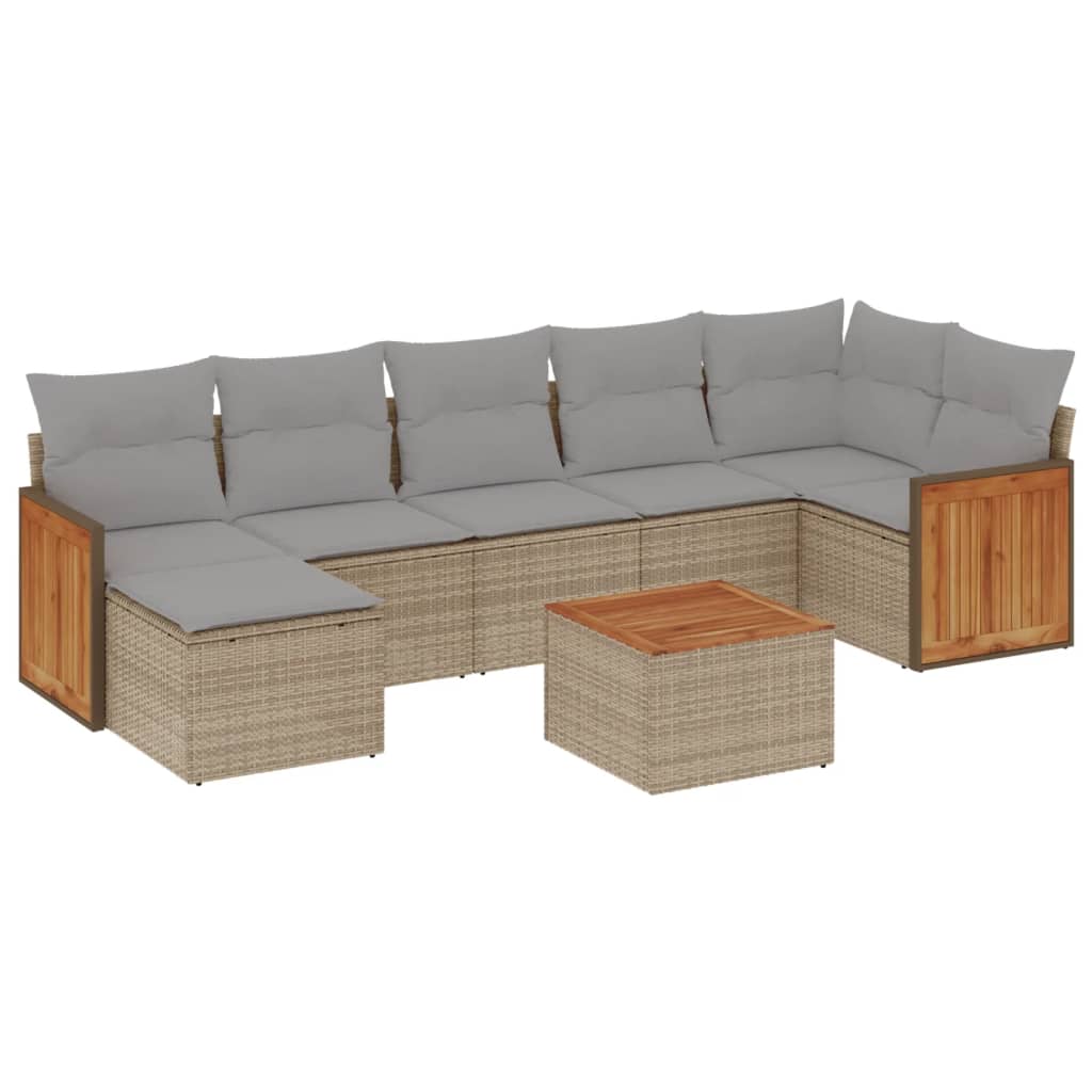 8-delige Loungeset met kussens poly rattan beige is nu te koop bij PeponiXL, paradijselijk wonen!