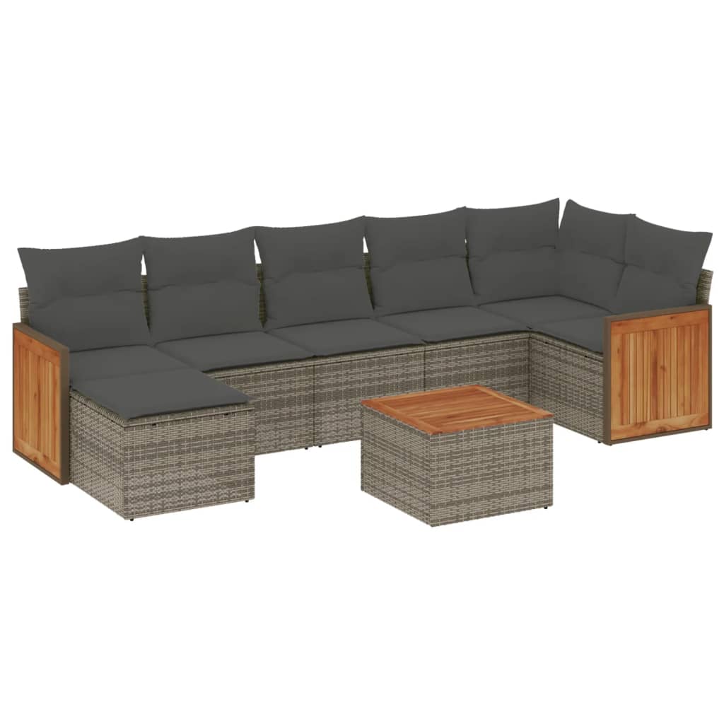 8-delige Loungeset met kussens poly rattan grijs is nu te koop bij PeponiXL, paradijselijk wonen!