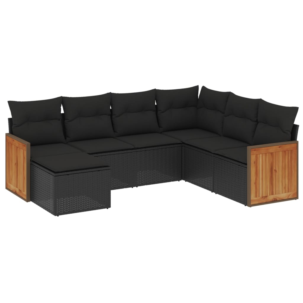 7-delige Loungeset met kussens poly rattan zwart is nu te koop bij PeponiXL, paradijselijk wonen!