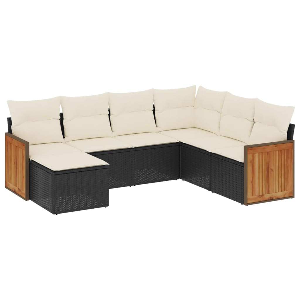 7-delige Loungeset met kussens poly rattan zwart is nu te koop bij PeponiXL, paradijselijk wonen!
