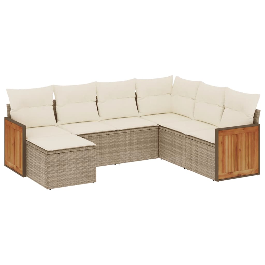 7-delige Loungeset met kussens poly rattan beige is nu te koop bij PeponiXL, paradijselijk wonen!