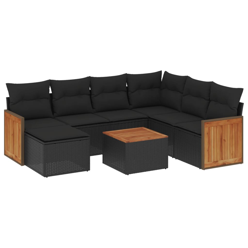 8-delige Loungeset met kussens poly rattan zwart is nu te koop bij PeponiXL, paradijselijk wonen!