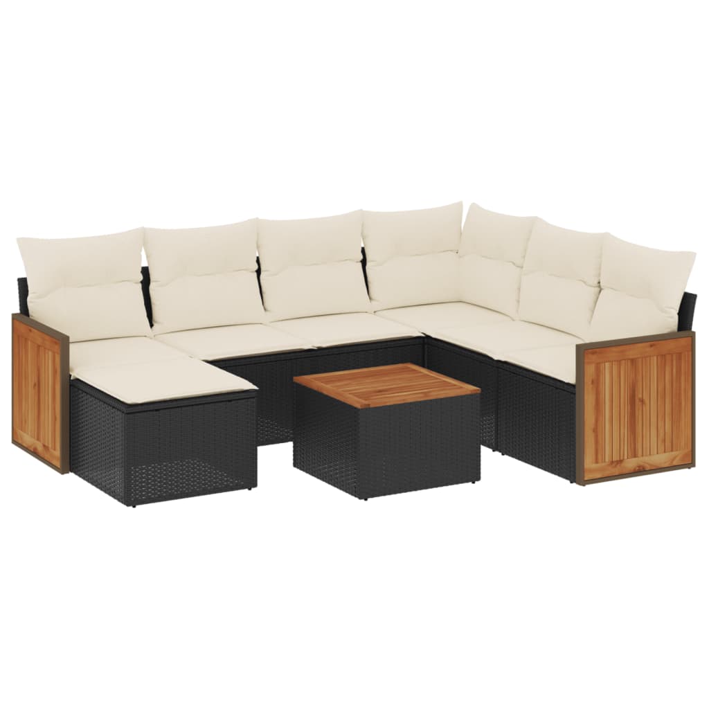 8-delige Loungeset met kussens poly rattan zwart is nu te koop bij PeponiXL, paradijselijk wonen!