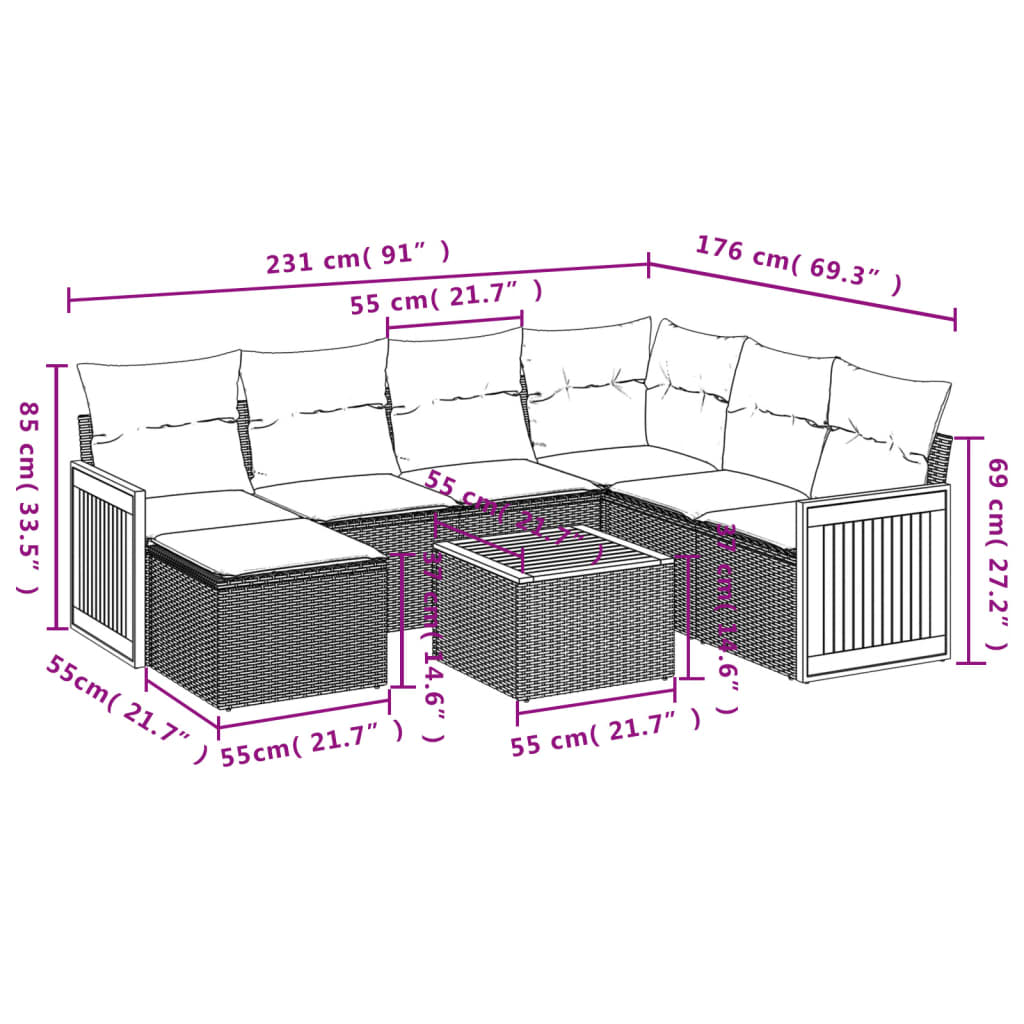 8-delige tuinbankset met kussens, zwart polyrotan is nu te koop bij PeponiXL, paradijselijk wonen!