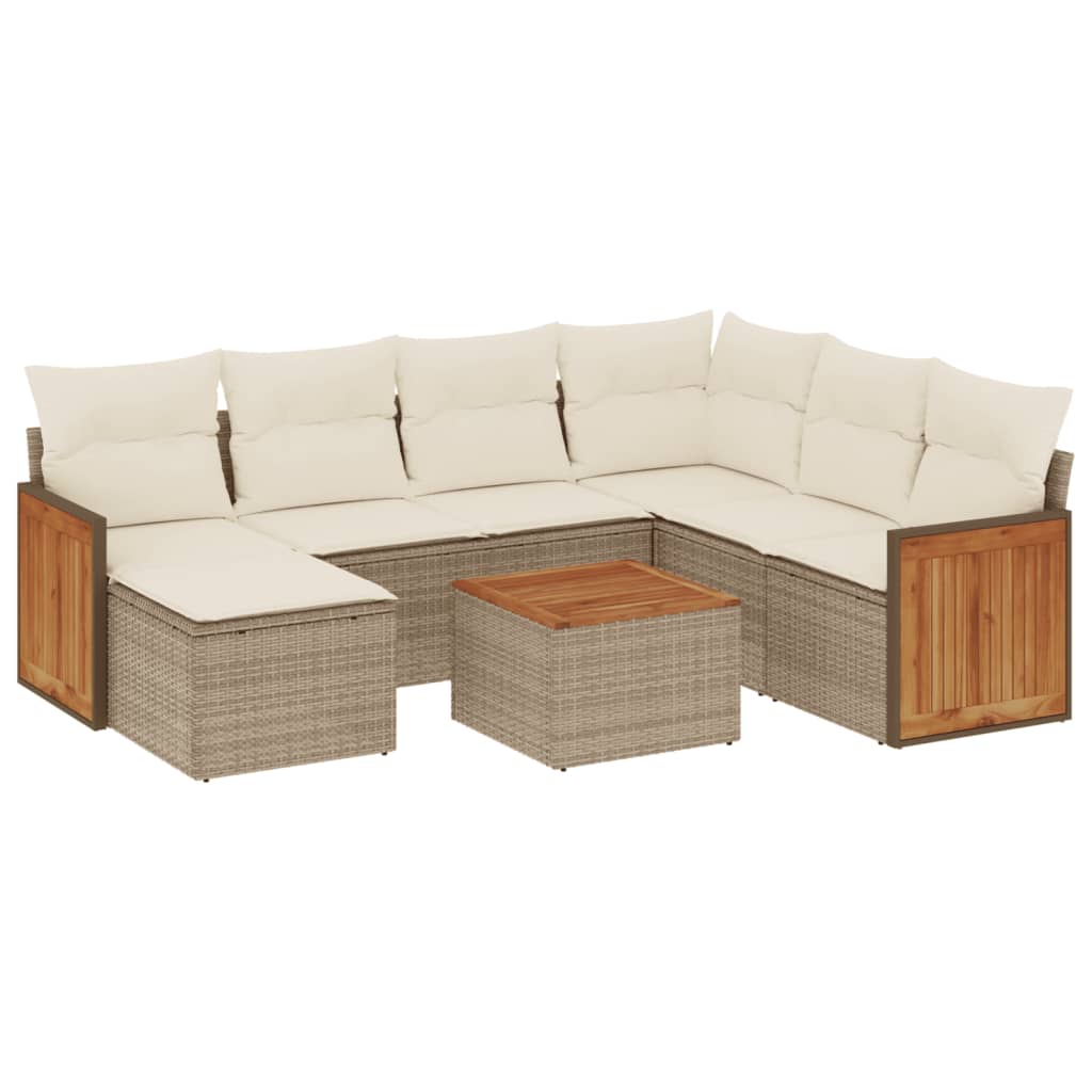 8-delige Loungeset met kussens poly rattan beige is nu te koop bij PeponiXL, paradijselijk wonen!