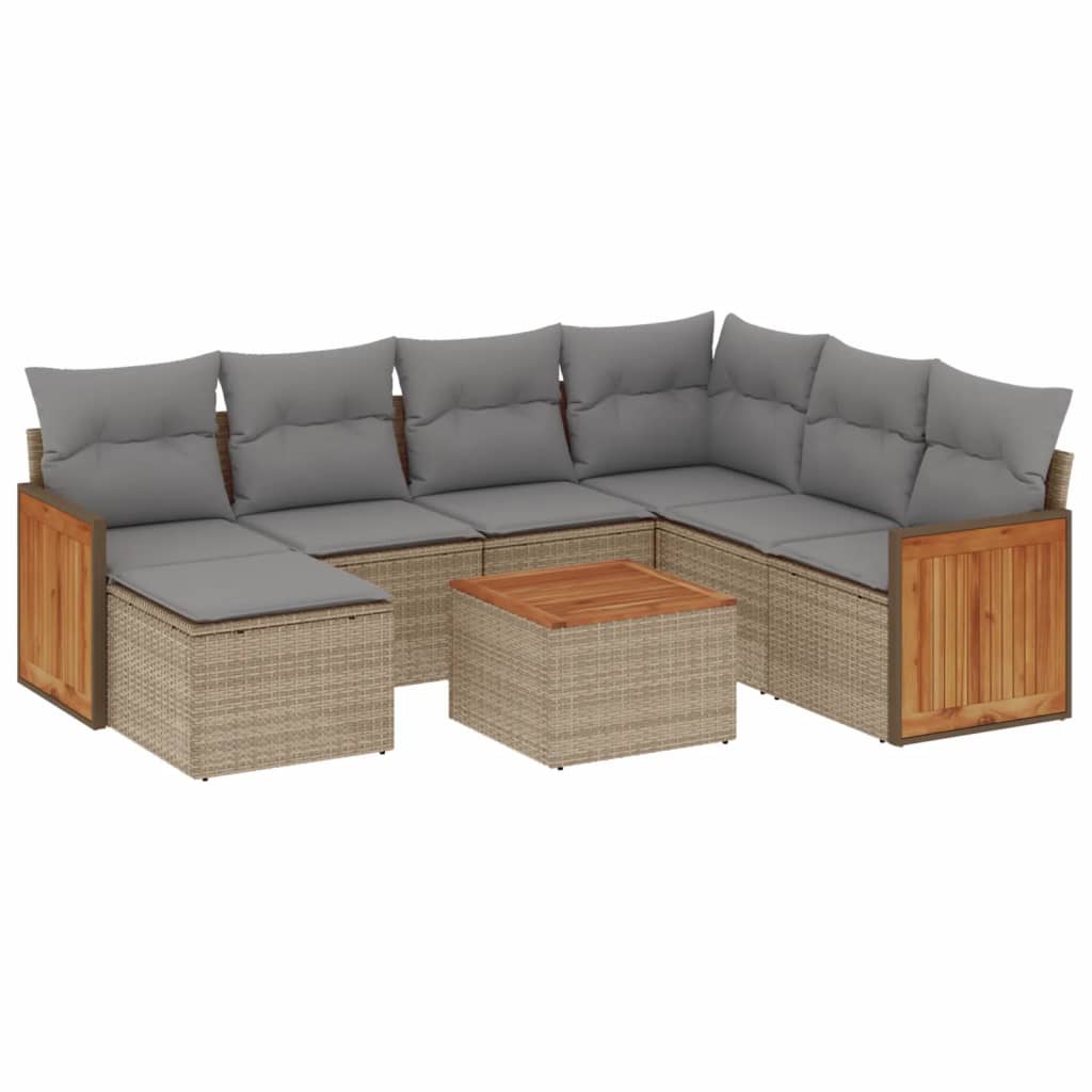 8-delige Loungeset met kussens poly rattan beige is nu te koop bij PeponiXL, paradijselijk wonen!