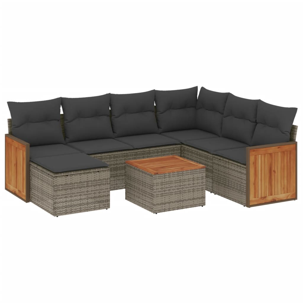 8-delige Loungeset met kussens poly rattan grijs is nu te koop bij PeponiXL, paradijselijk wonen!
