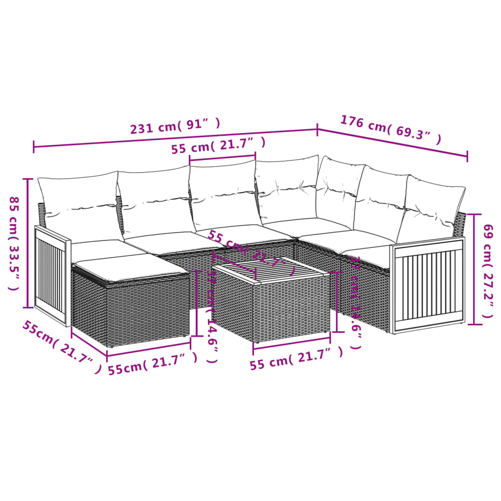8-delige Loungeset met kussens poly rattan grijs is nu te koop bij PeponiXL, paradijselijk wonen!