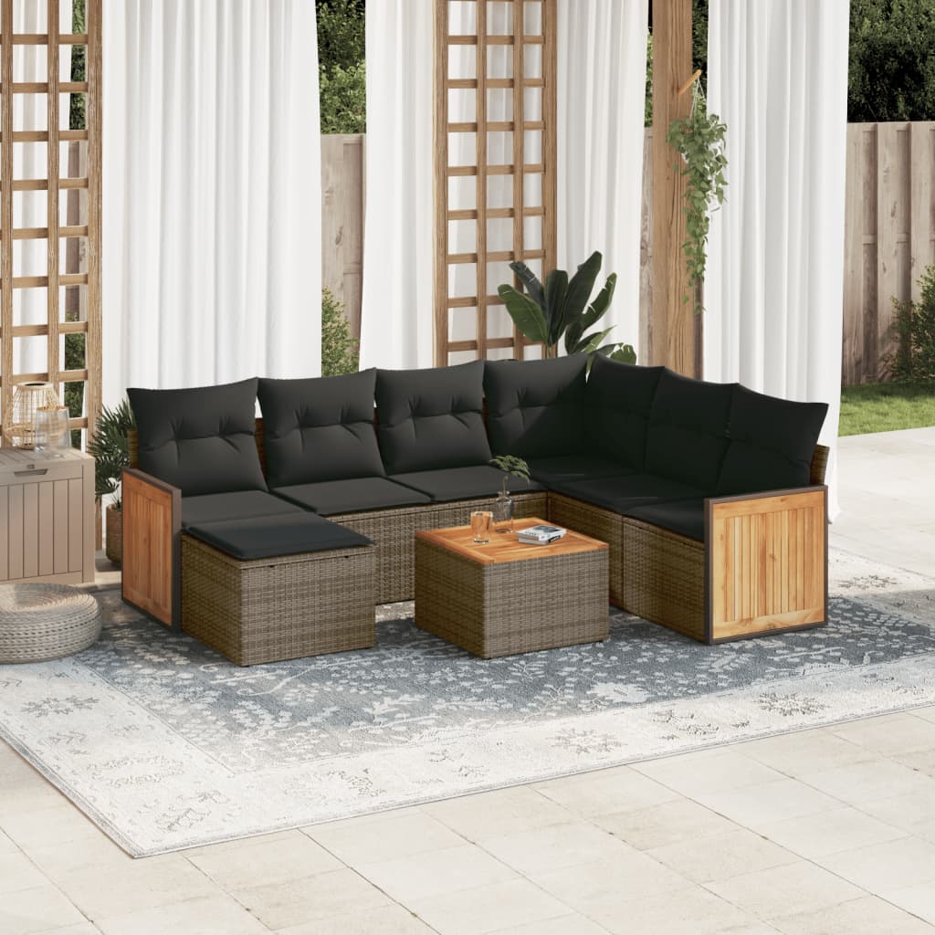 8-delige Loungeset met kussens poly rattan grijs is nu te koop bij PeponiXL, paradijselijk wonen!