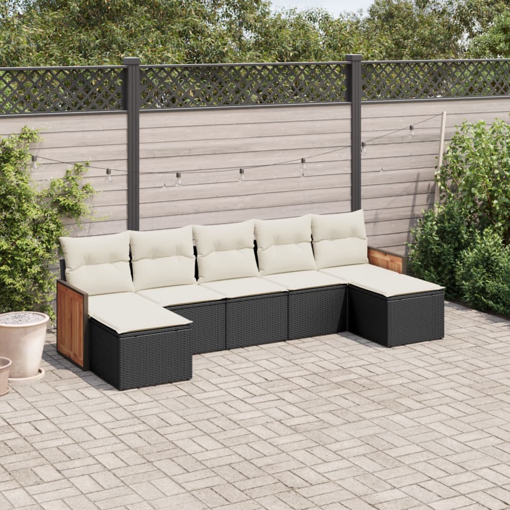 7-delige Loungeset met kussens poly rattan zwart is nu te koop bij PeponiXL, paradijselijk wonen!