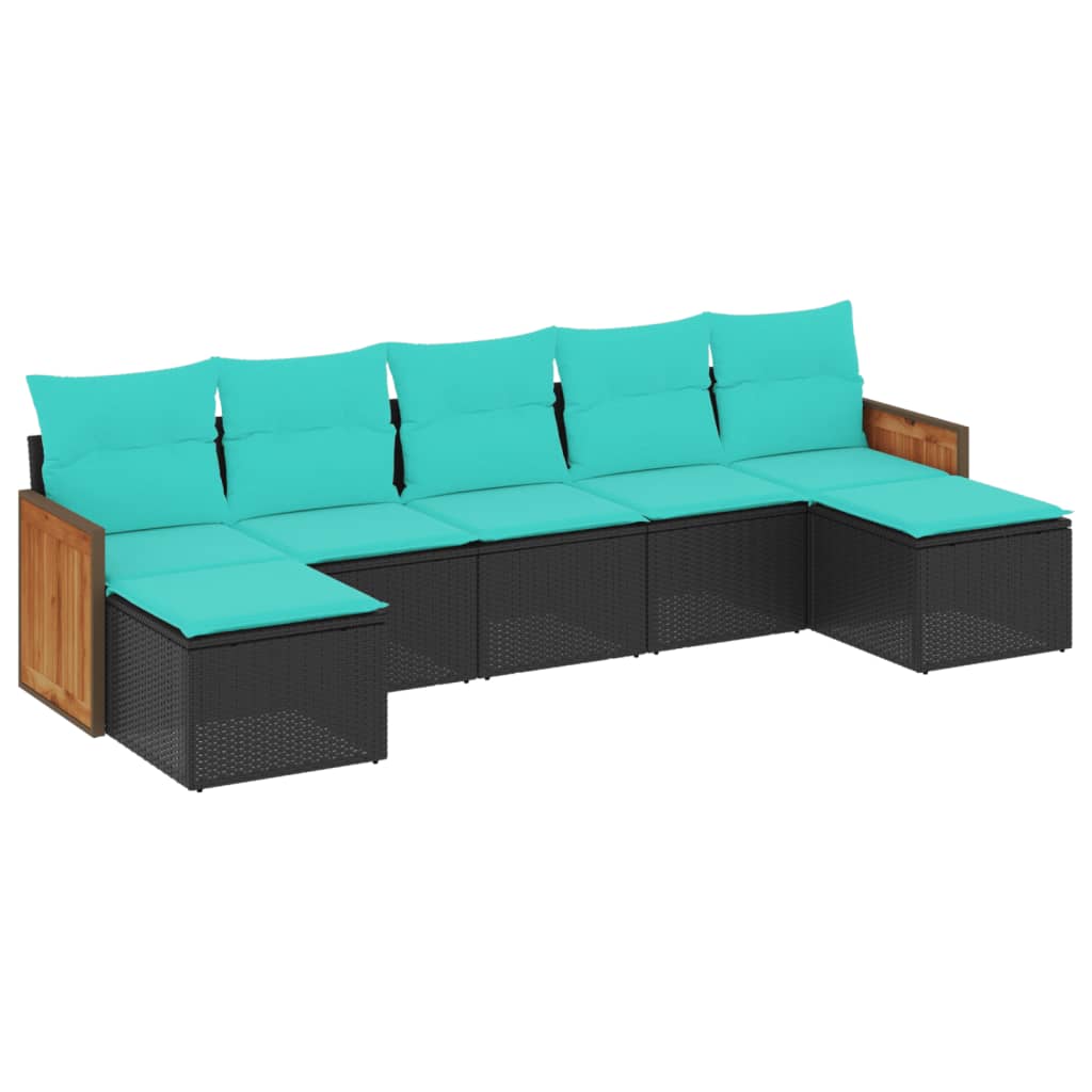 7-delige tuinbankset met kussens van zwart polyrotan is nu te koop bij PeponiXL, paradijselijk wonen!