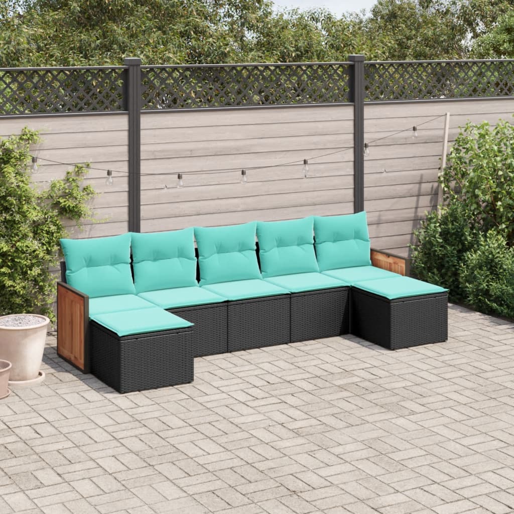 7-delige tuinbankset met kussens van zwart polyrotan is nu te koop bij PeponiXL, paradijselijk wonen!