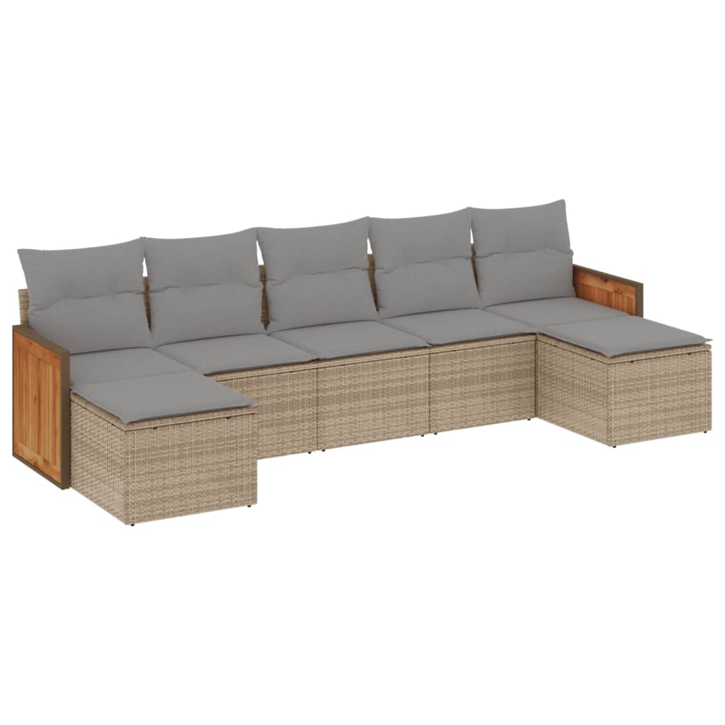 7-delige Loungeset met kussens poly rattan beige is nu te koop bij PeponiXL, paradijselijk wonen!