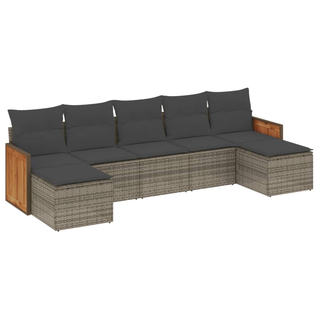 7-delige Loungeset met kussens poly rattan grijs is nu te koop bij PeponiXL, paradijselijk wonen!
